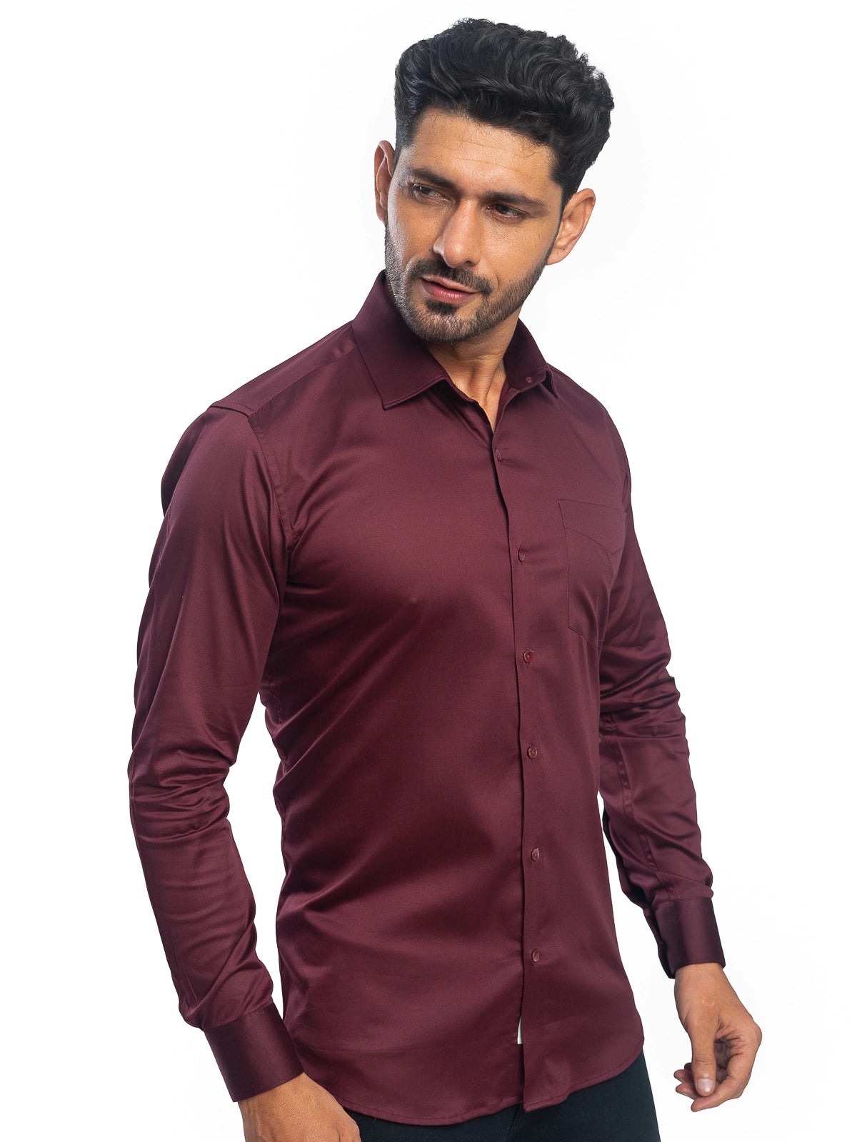 Solid Stretch Shirt in Maroon