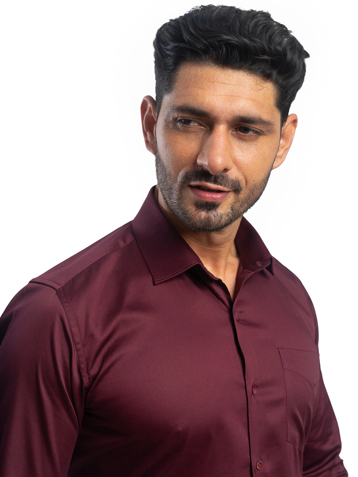 Solid Stretch Shirt in Maroon