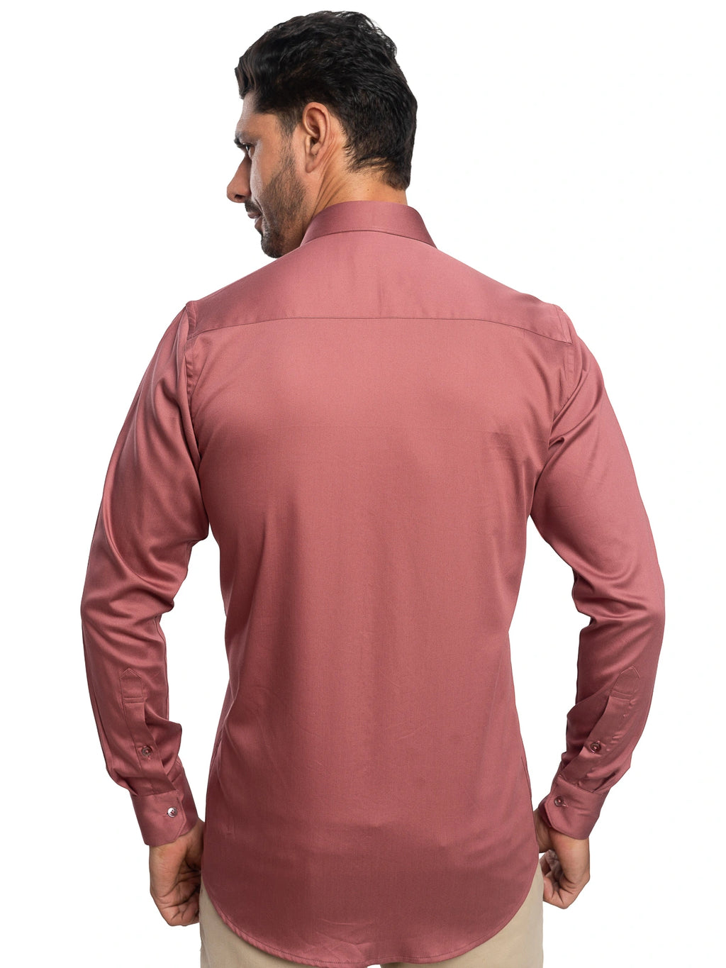 Solid Stretch Shirt in Muted Red