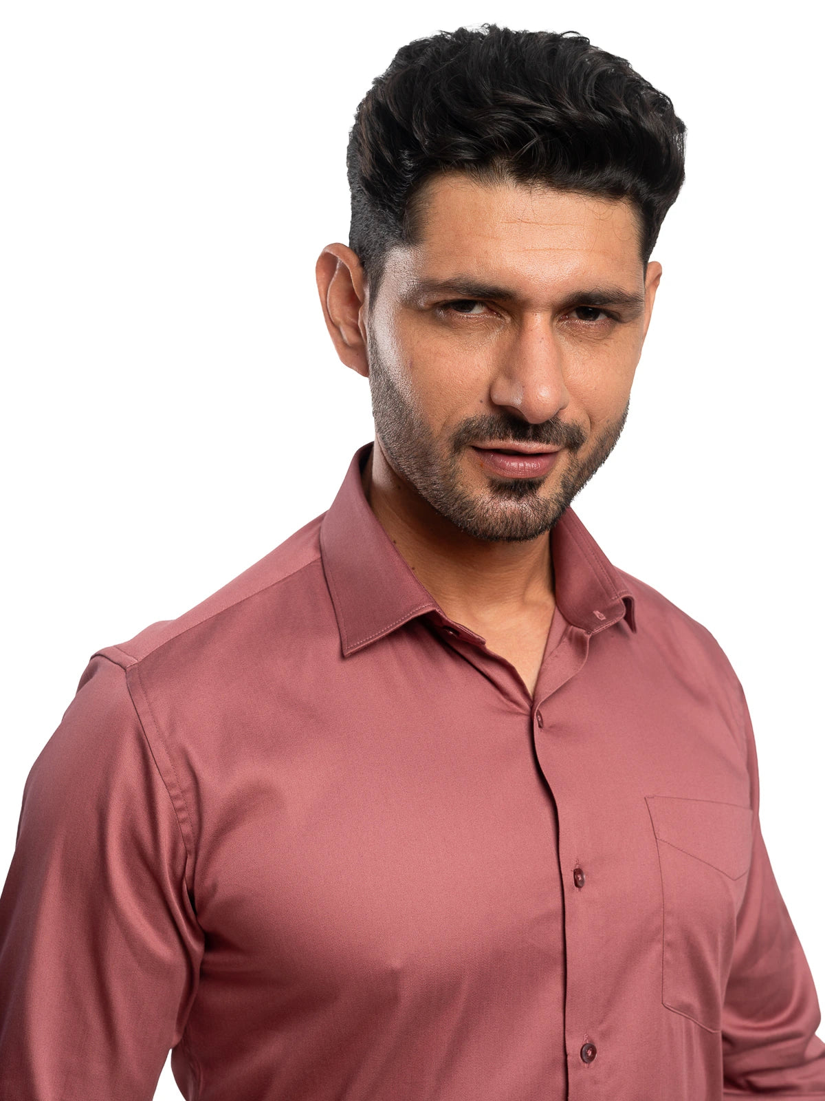Solid Stretch Shirt in Muted Red