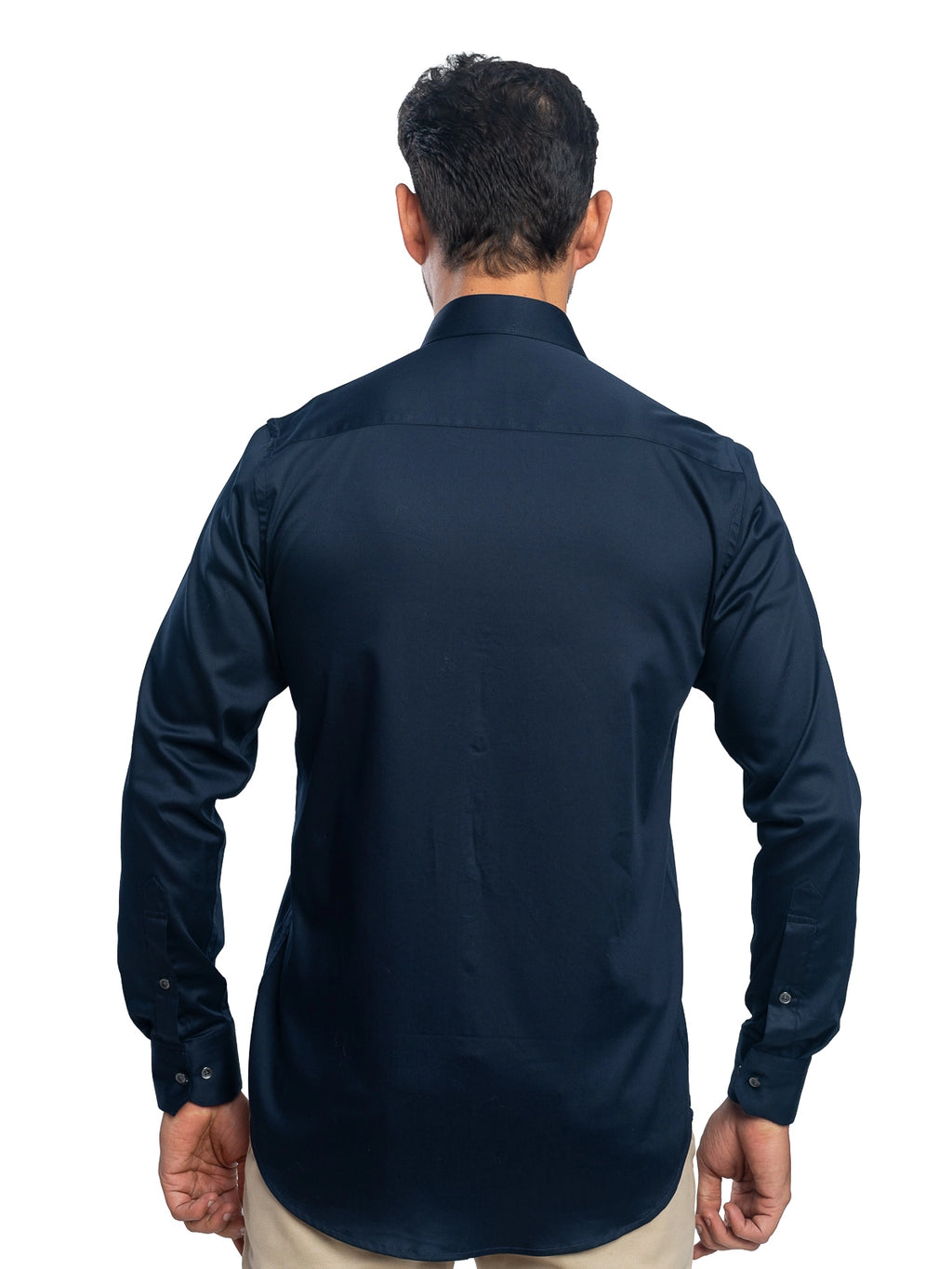 Solid Stretch Shirt in Navy Blue