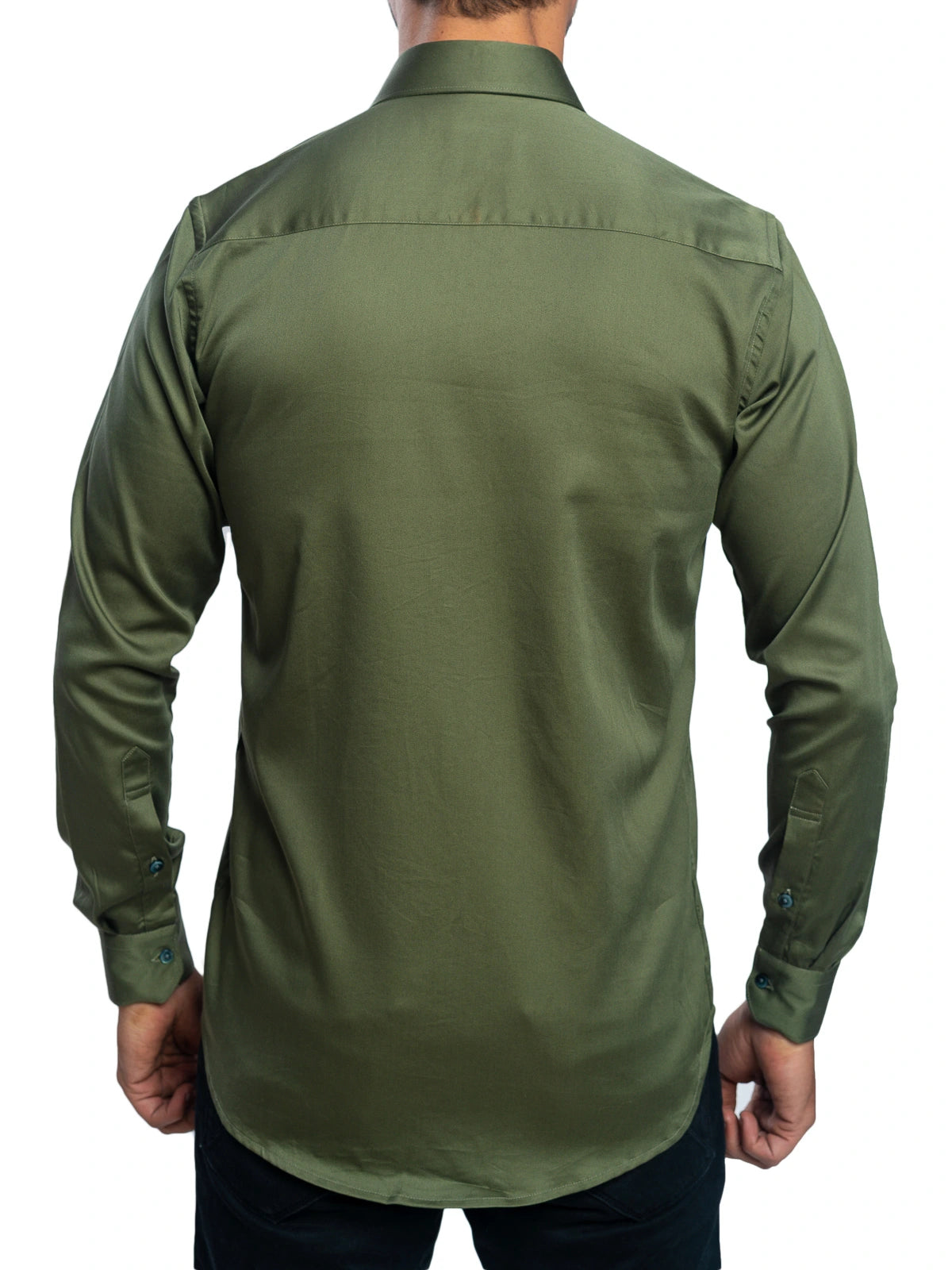 Solid Stretch Shirt in Olive Green
