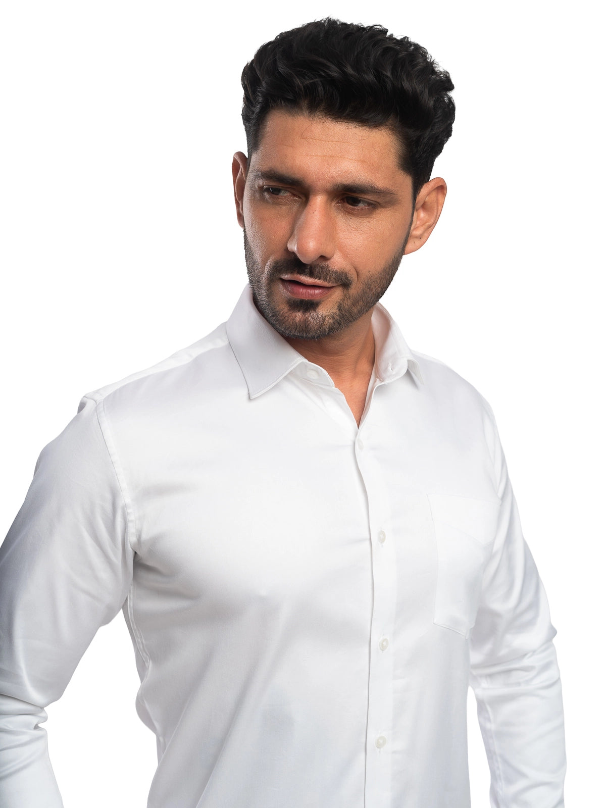 Solid Stretch Shirt in White