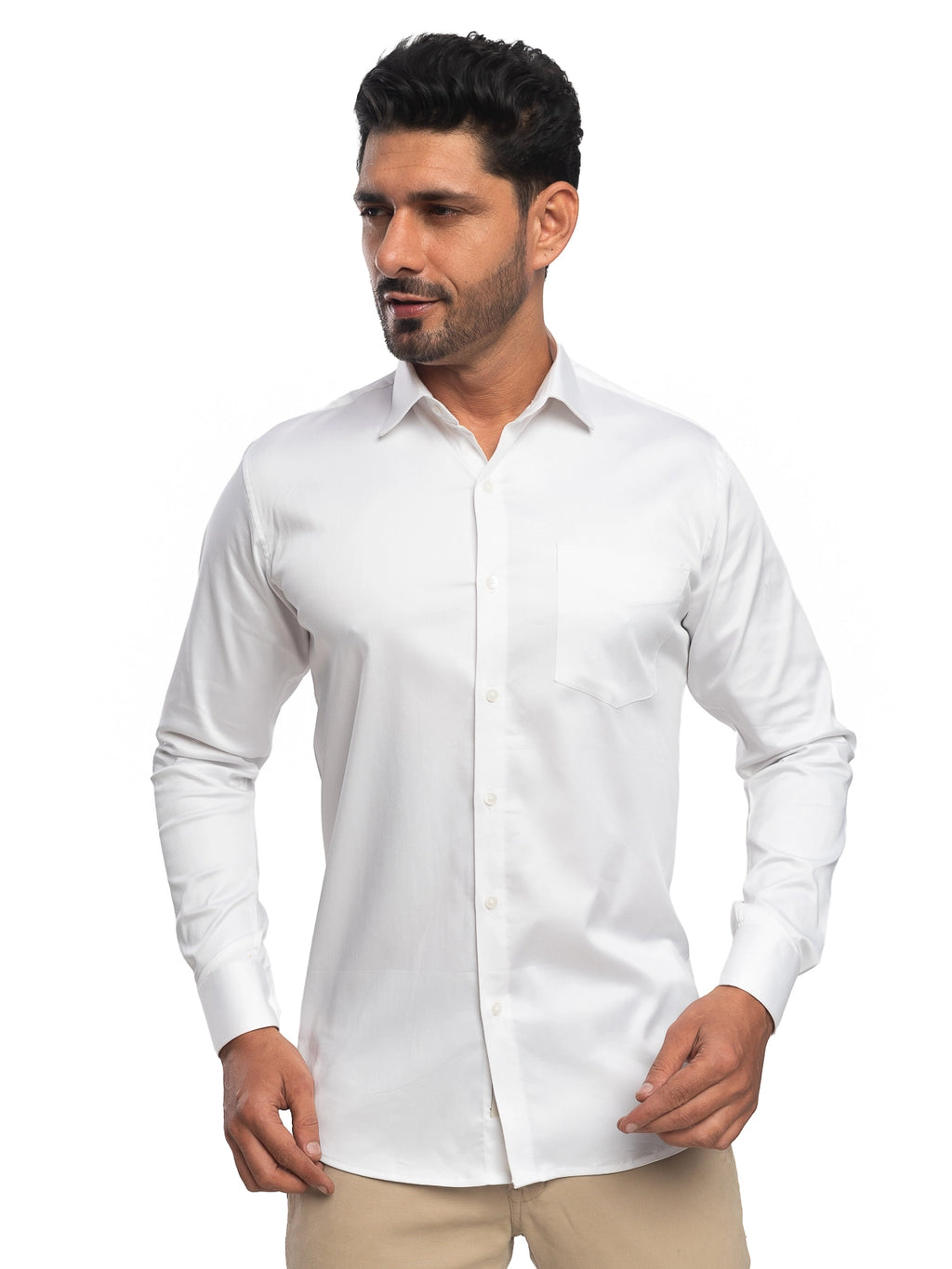 Solid Stretch Shirt in White