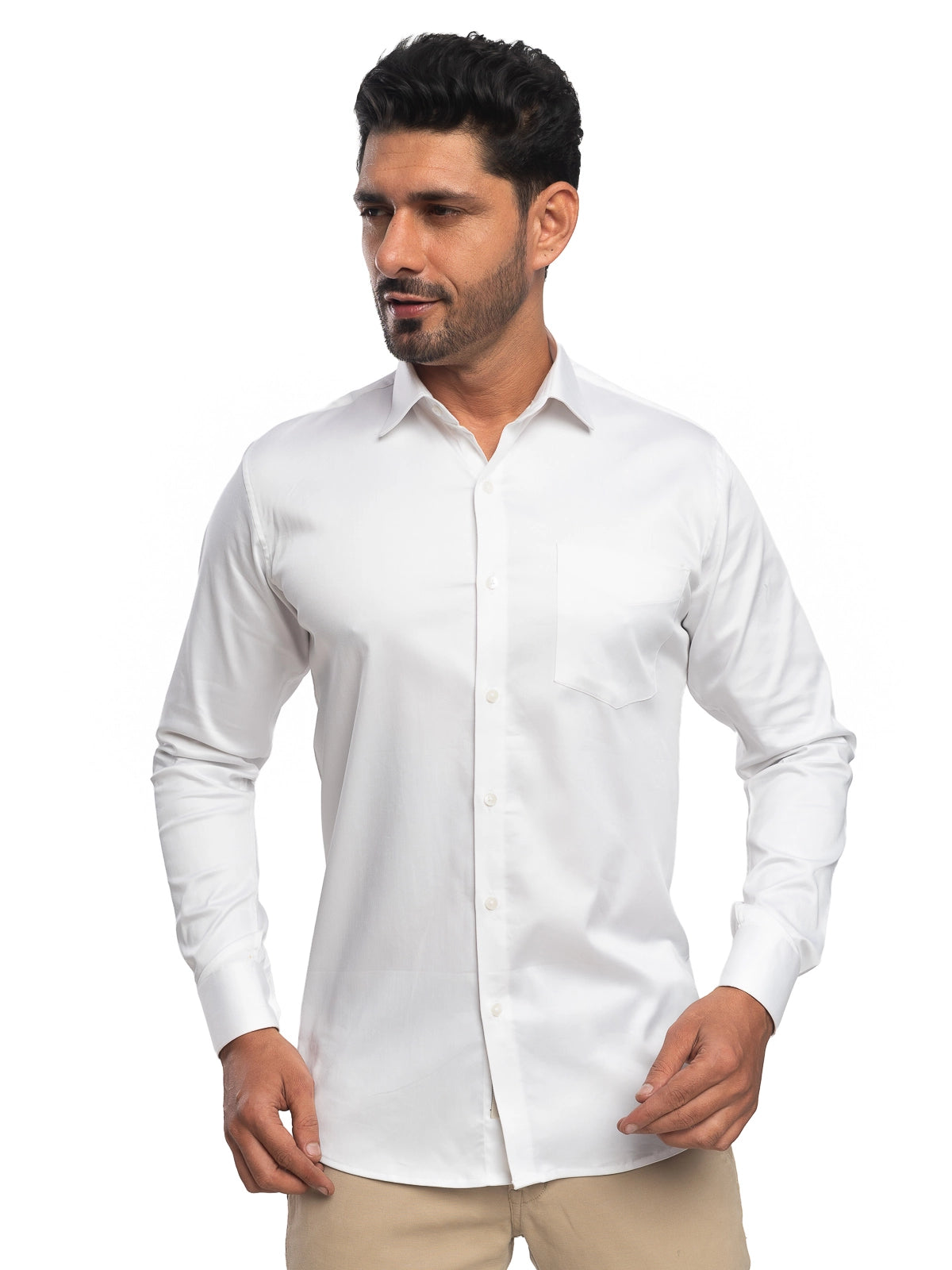 Solid Stretch Shirt in White