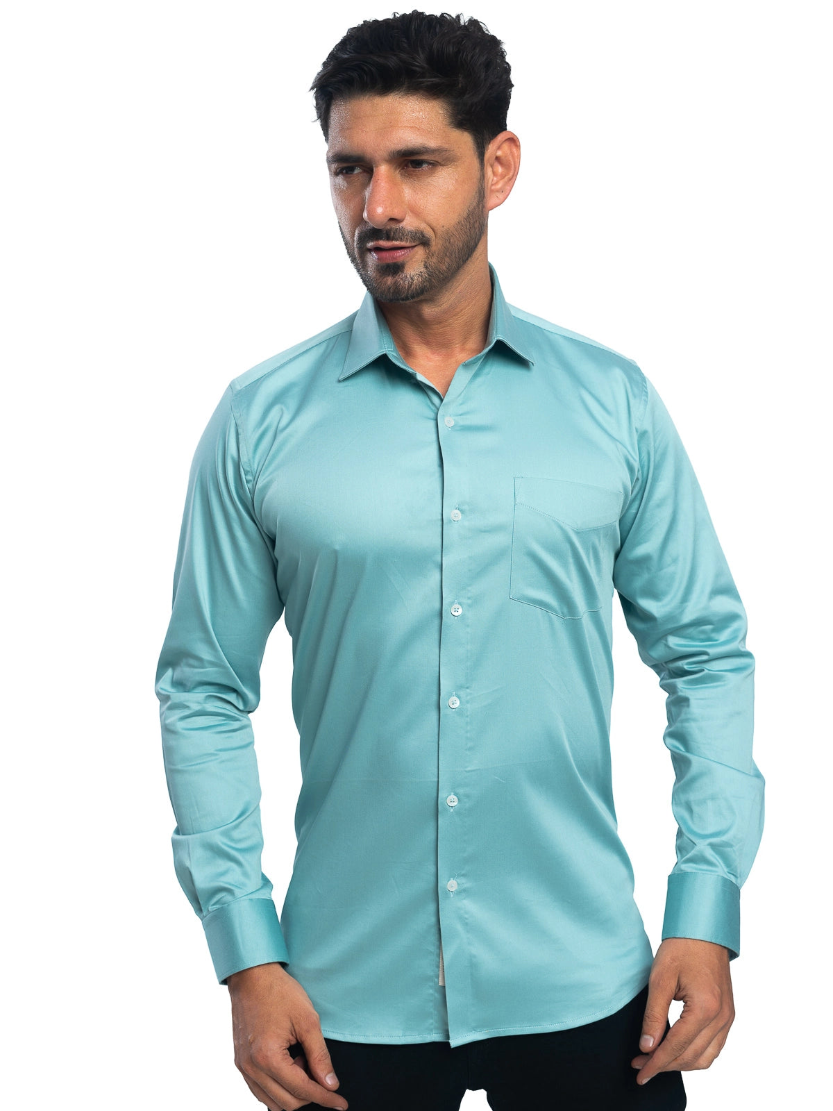 Solid Stretch Shirt in Teal