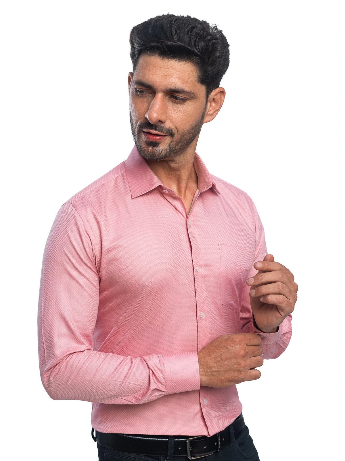 Textured Dobby Shirt in Dusty Pink