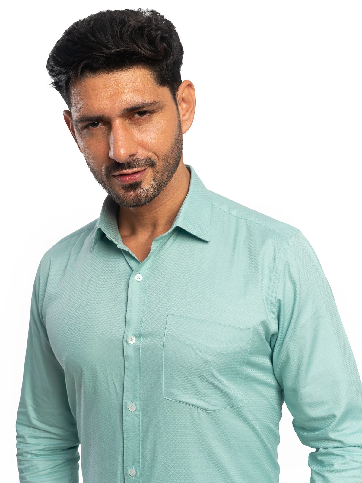 Textured Dobby Shirt in Teal