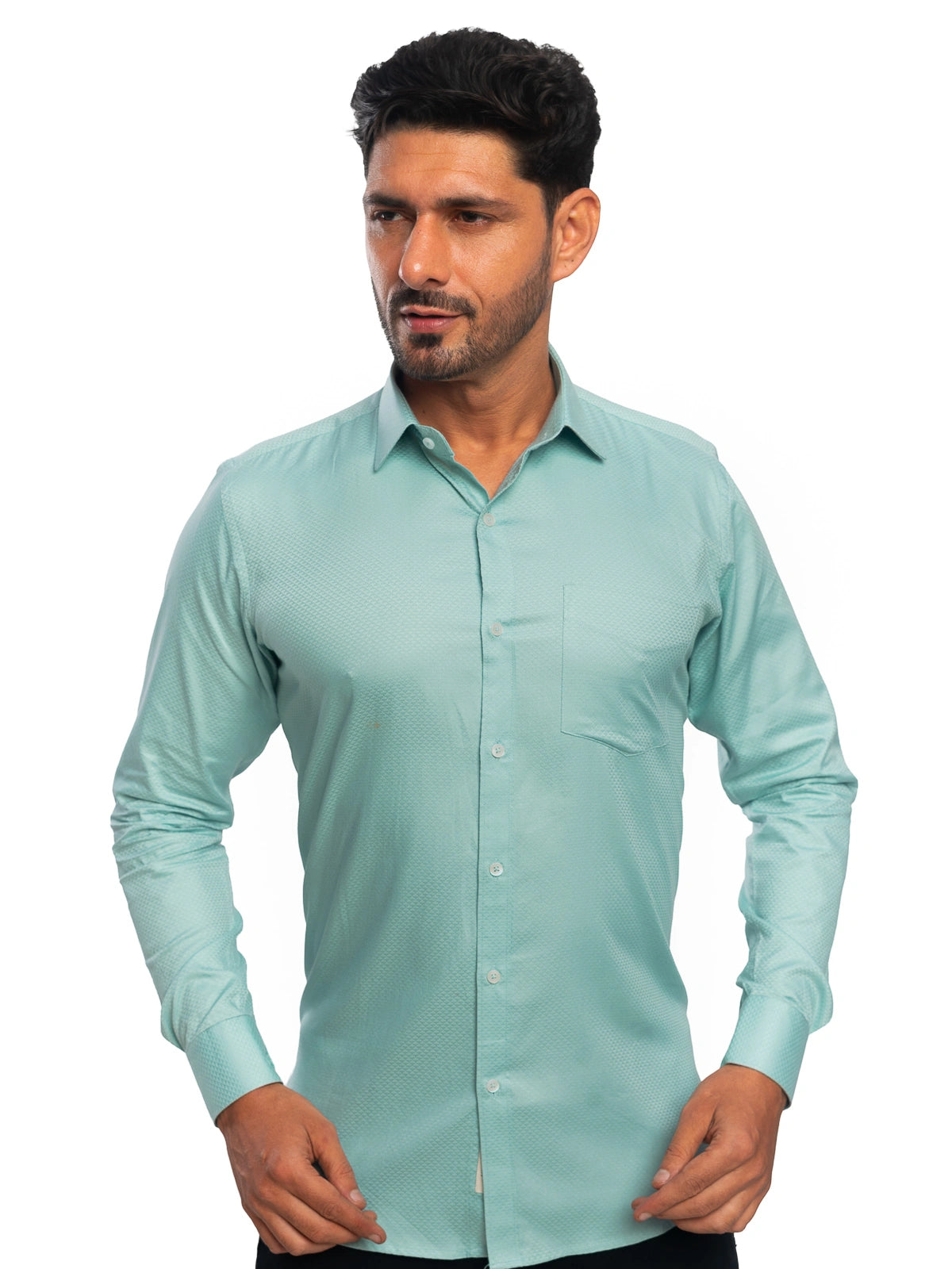 Textured Dobby Shirt in Teal