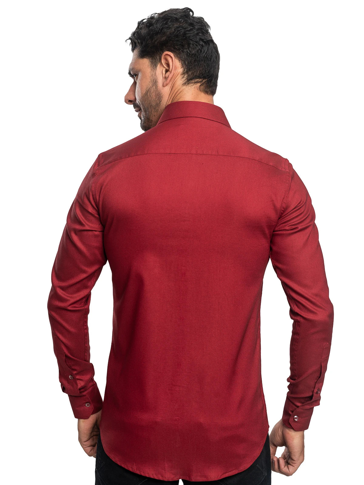 Textured Stretch Shirt in Crimson Red
