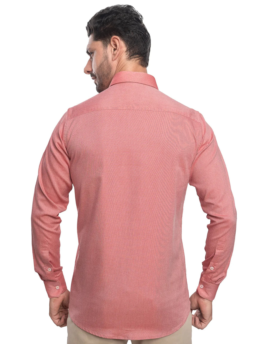 Textured Stretch Shirt in Dusty Peach