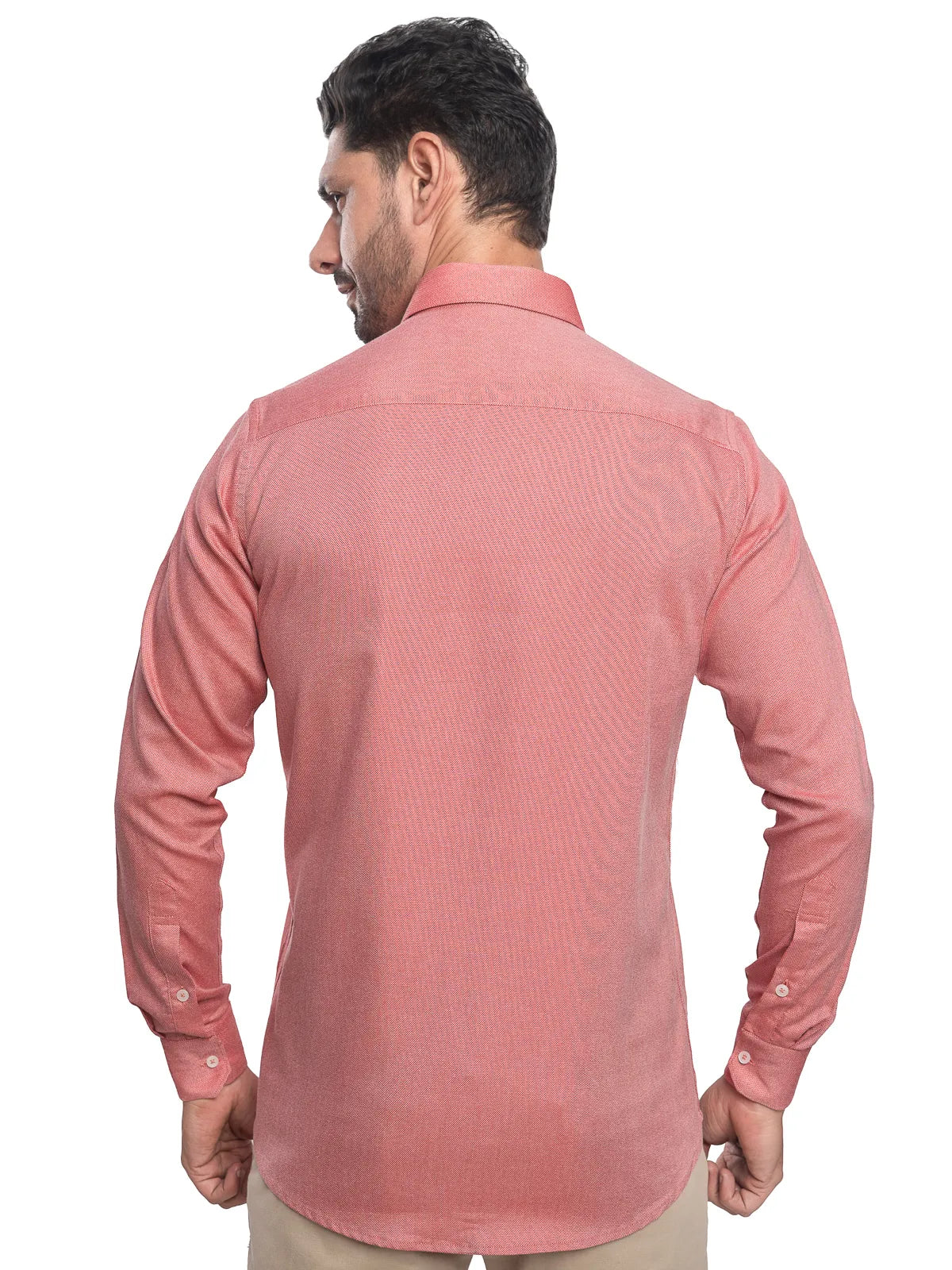 Textured Stretch Shirt in Dusty Peach