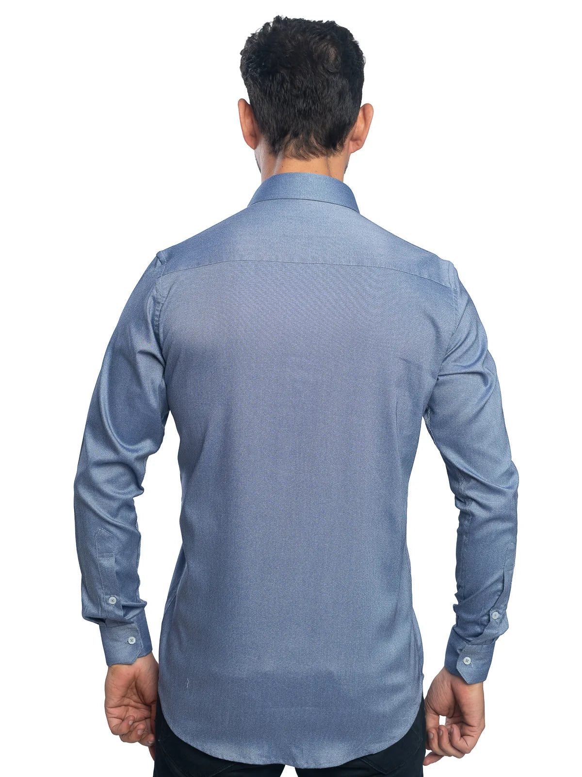 Textured Stretch Shirt in Marine Blue
