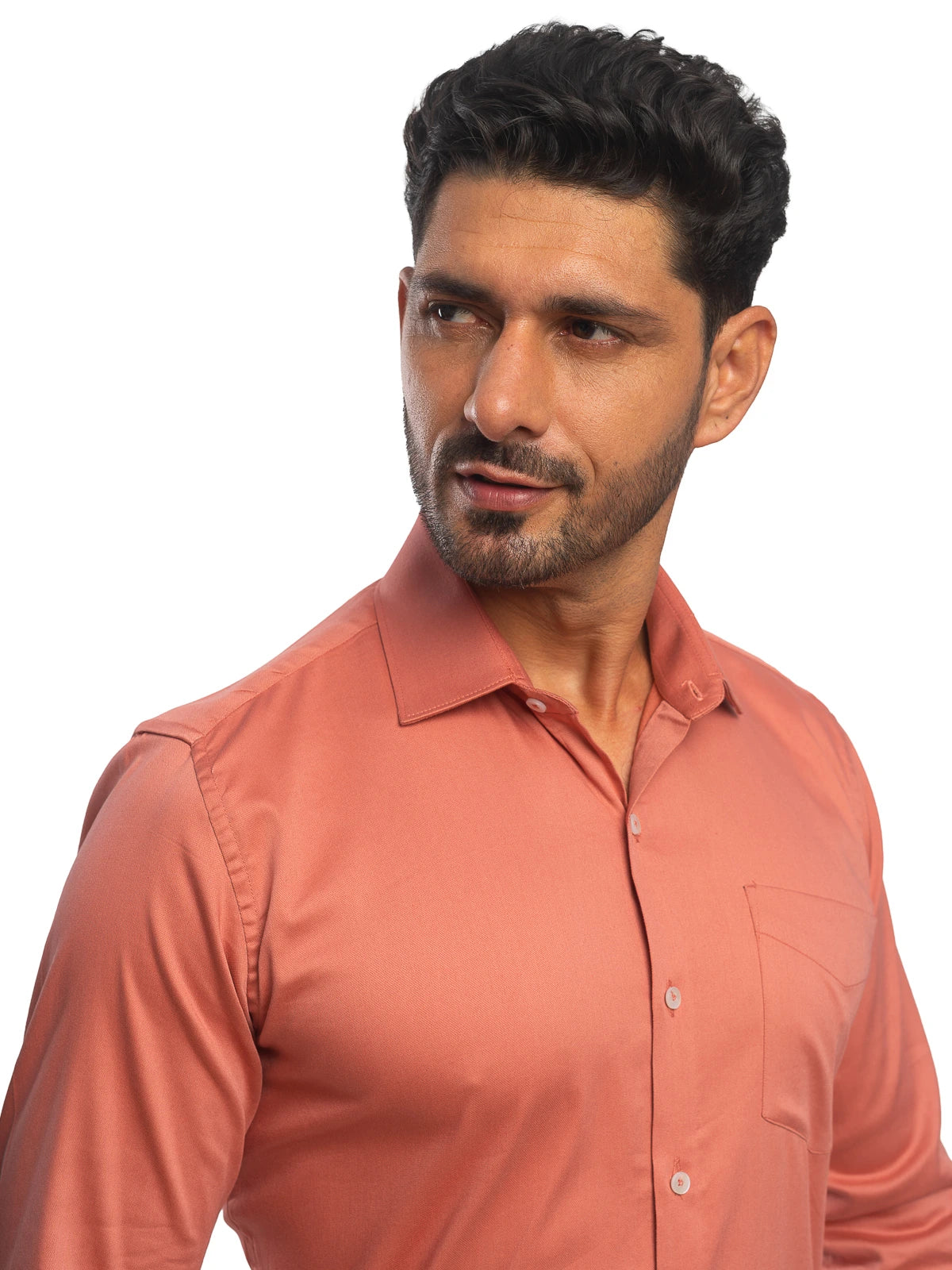 Textured Stretch Shirt in Peach