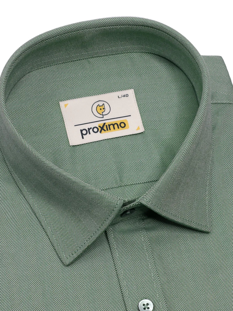 Olive Green Stripe Herringbone