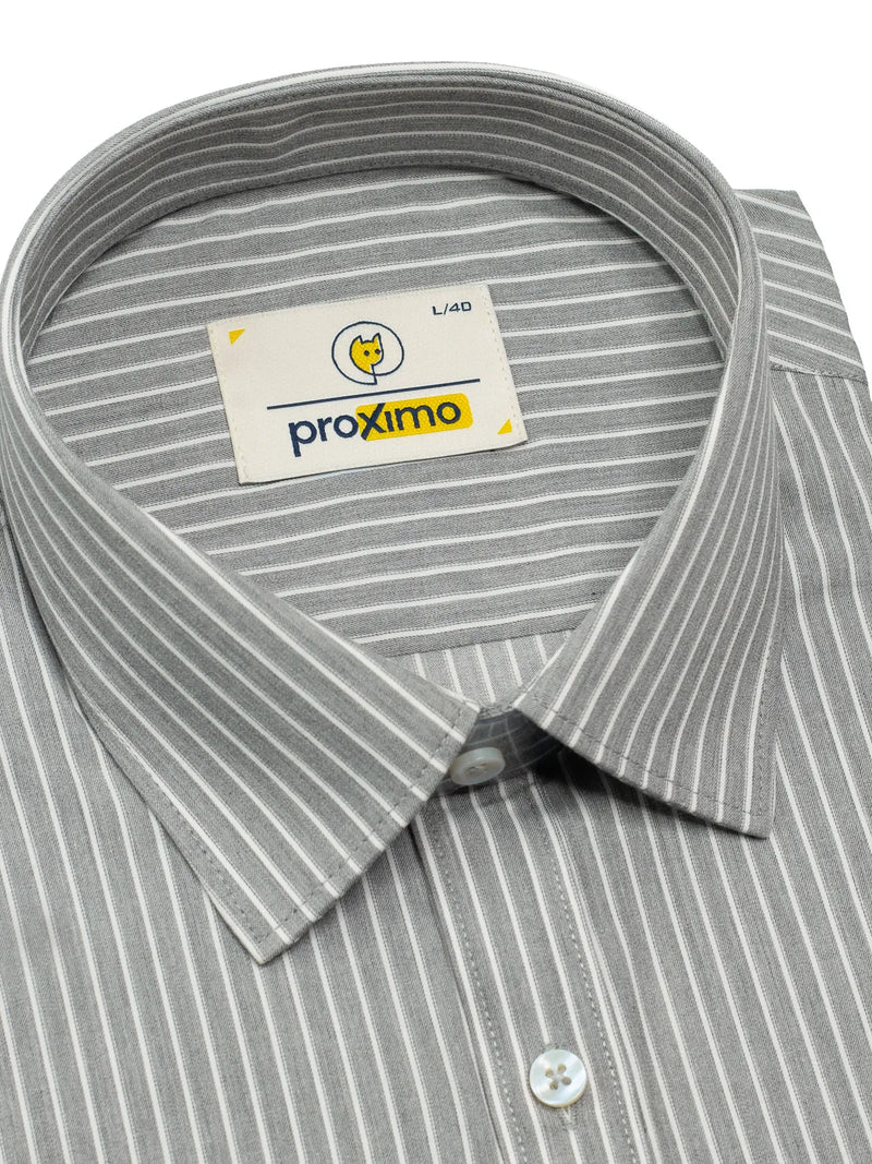 Steel Grey Stripe Oxford