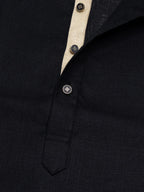 Jet Black Linen-Look Short Kurta