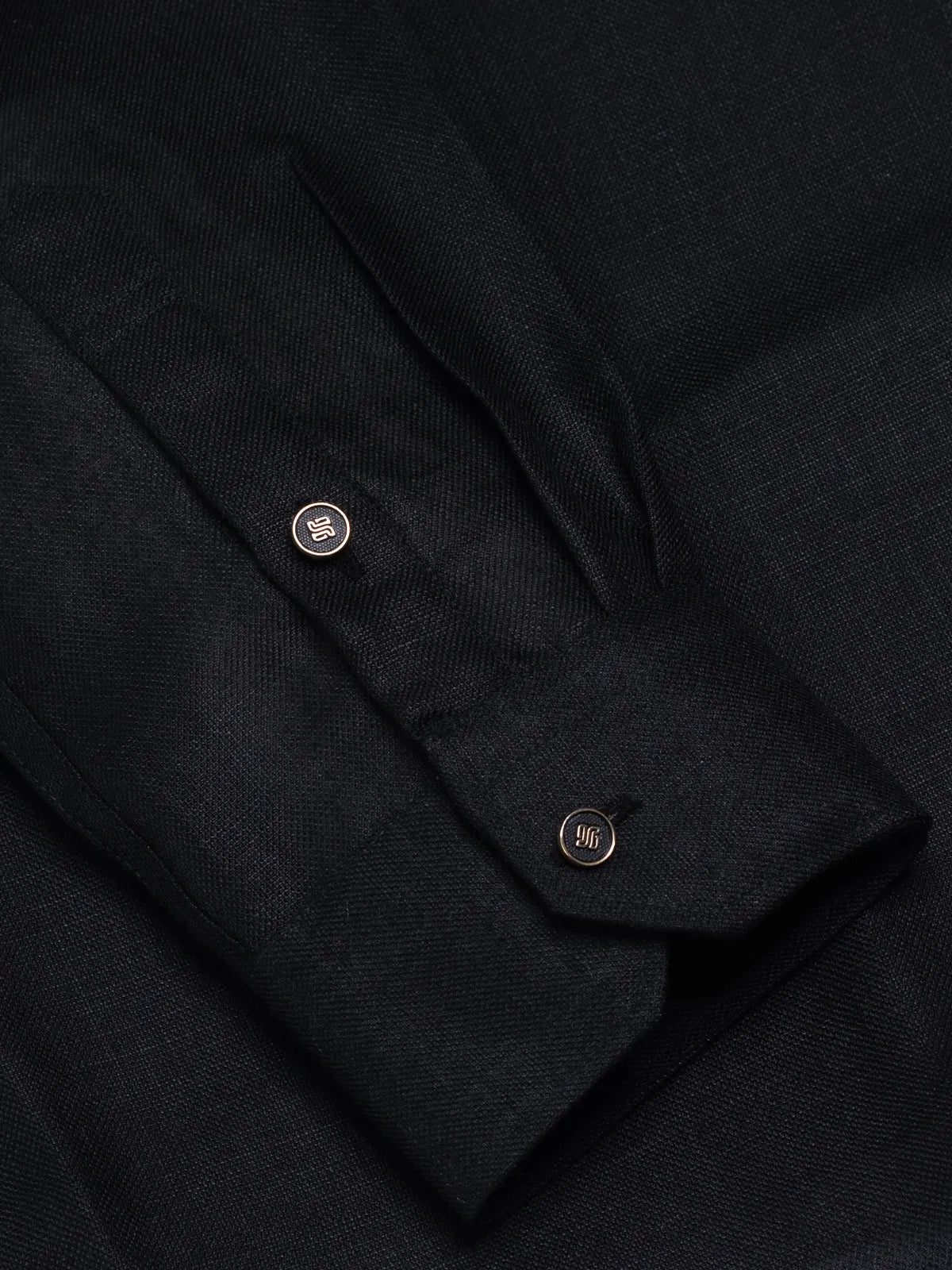 Jet Black Linen-Look Short Kurta