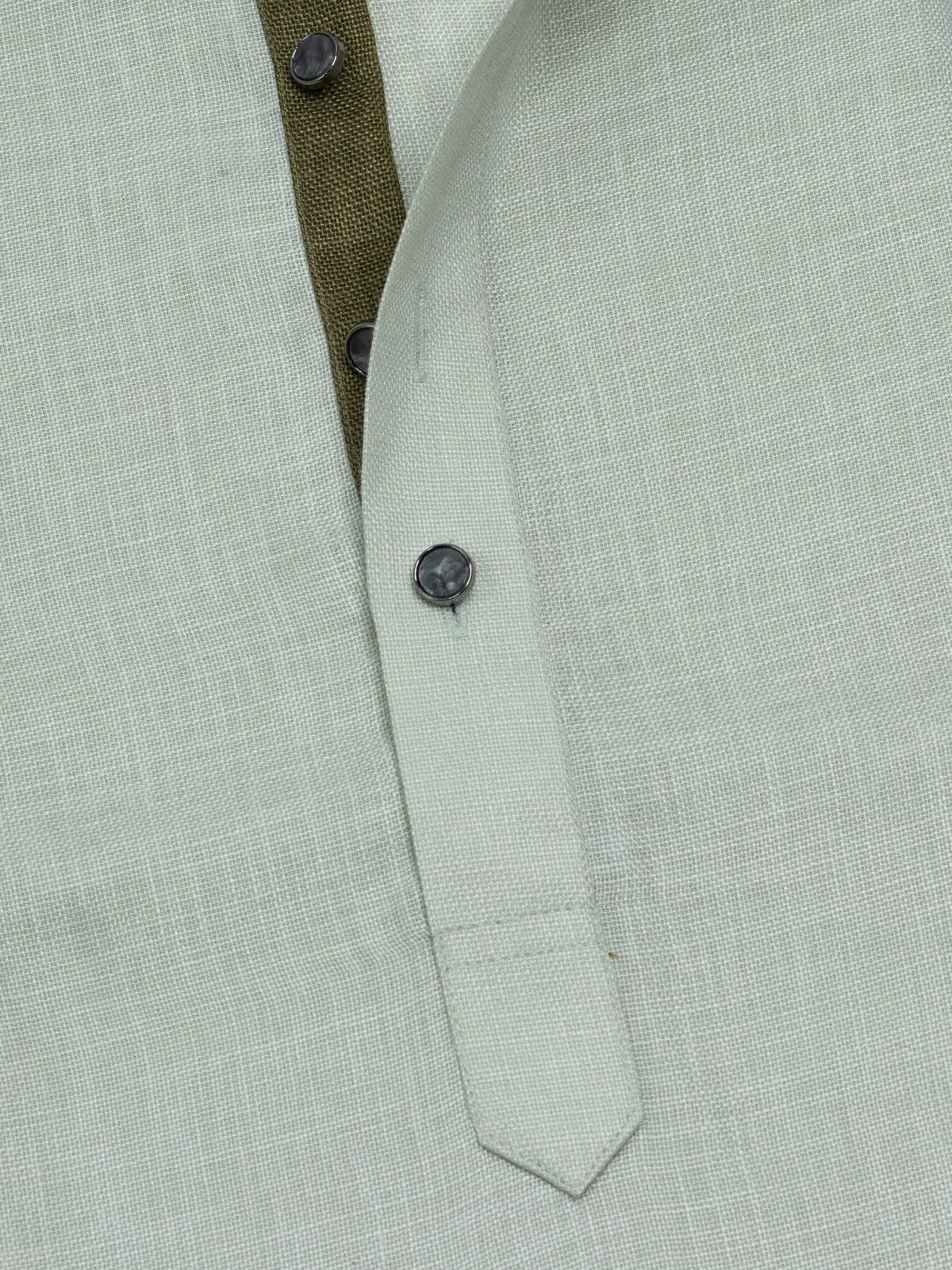 Mint Green Linen-Look Short Kurta