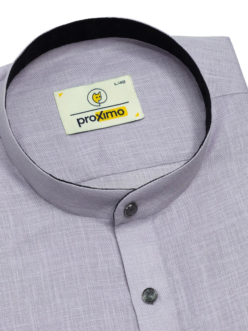 Soft Lavender Linen-Look Short Kurta