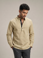 Sand Beige Linen Look Short Kurta