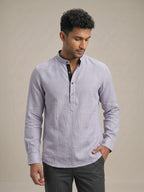 Soft Lavender Linen-Look Short Kurta