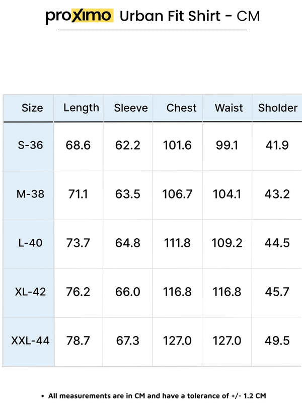Size chart for Textured Stretch Shirt in Peach