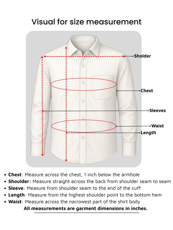 Size chart for Textured Stretch Shirt in Peach