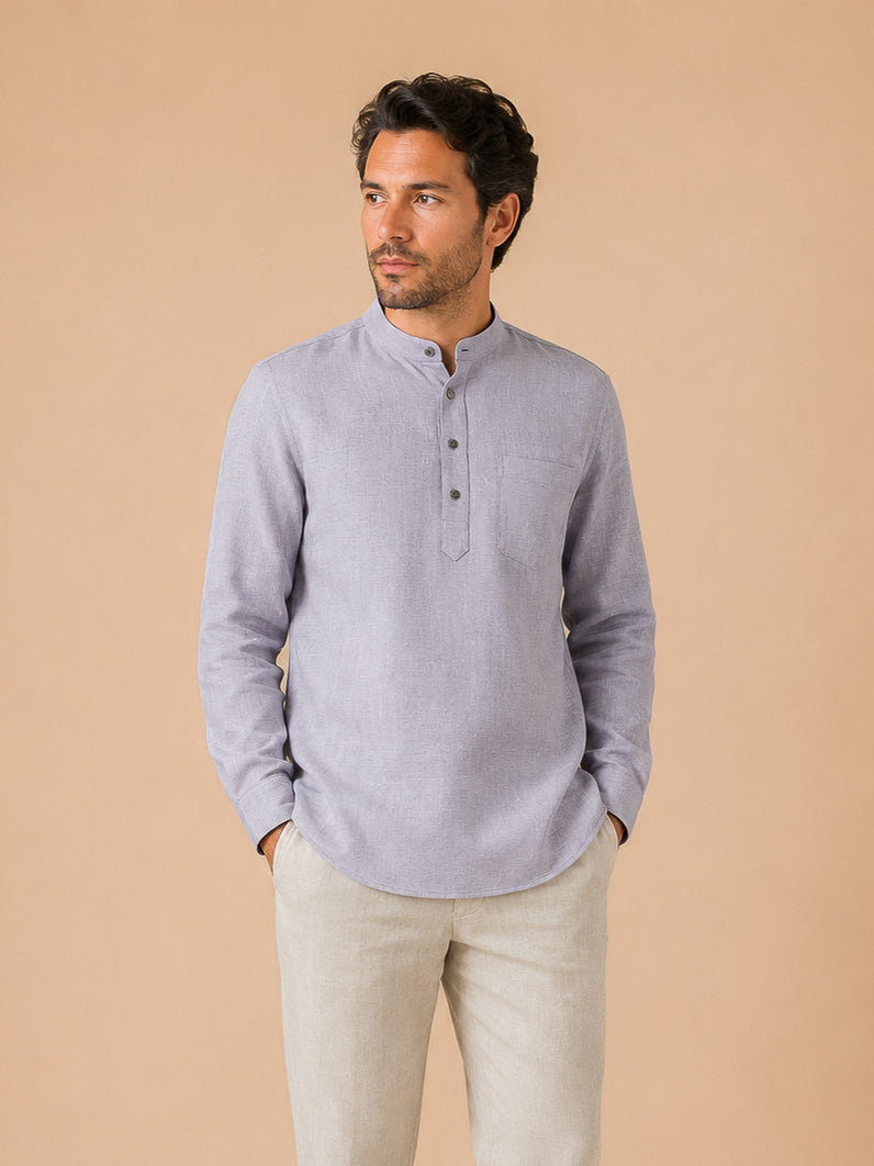 Soft Lavender Linen-Look Short Kurta